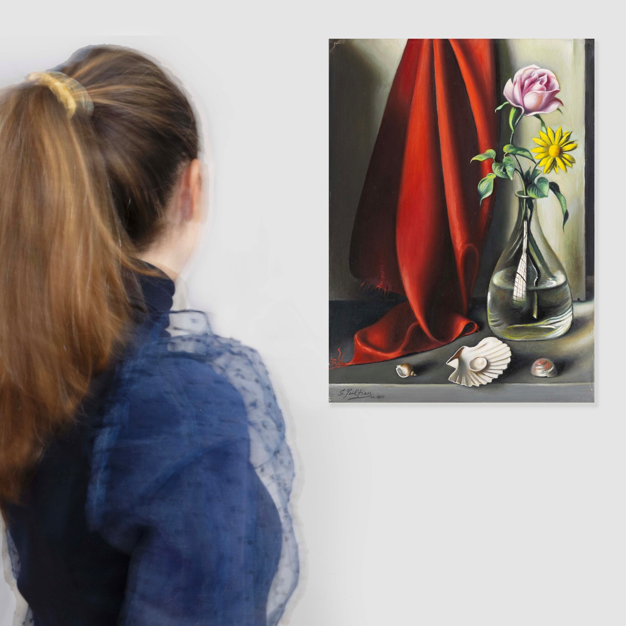 Gregorio Sciltian - Natura morta con vaso di fiori, olio su tela