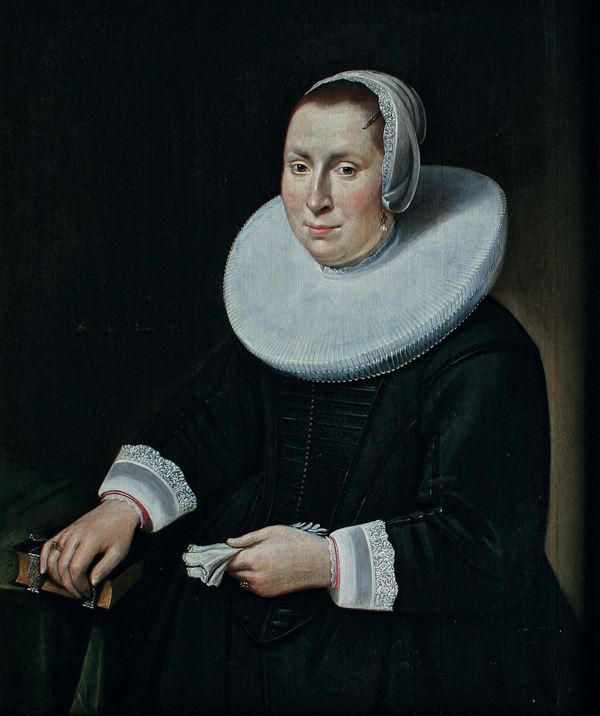 Isaack Adamsz Colonia - Ritratto di gentildonna con guanti e libro