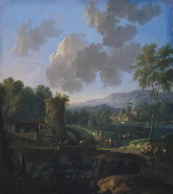 Paesaggio con ponte e torrione