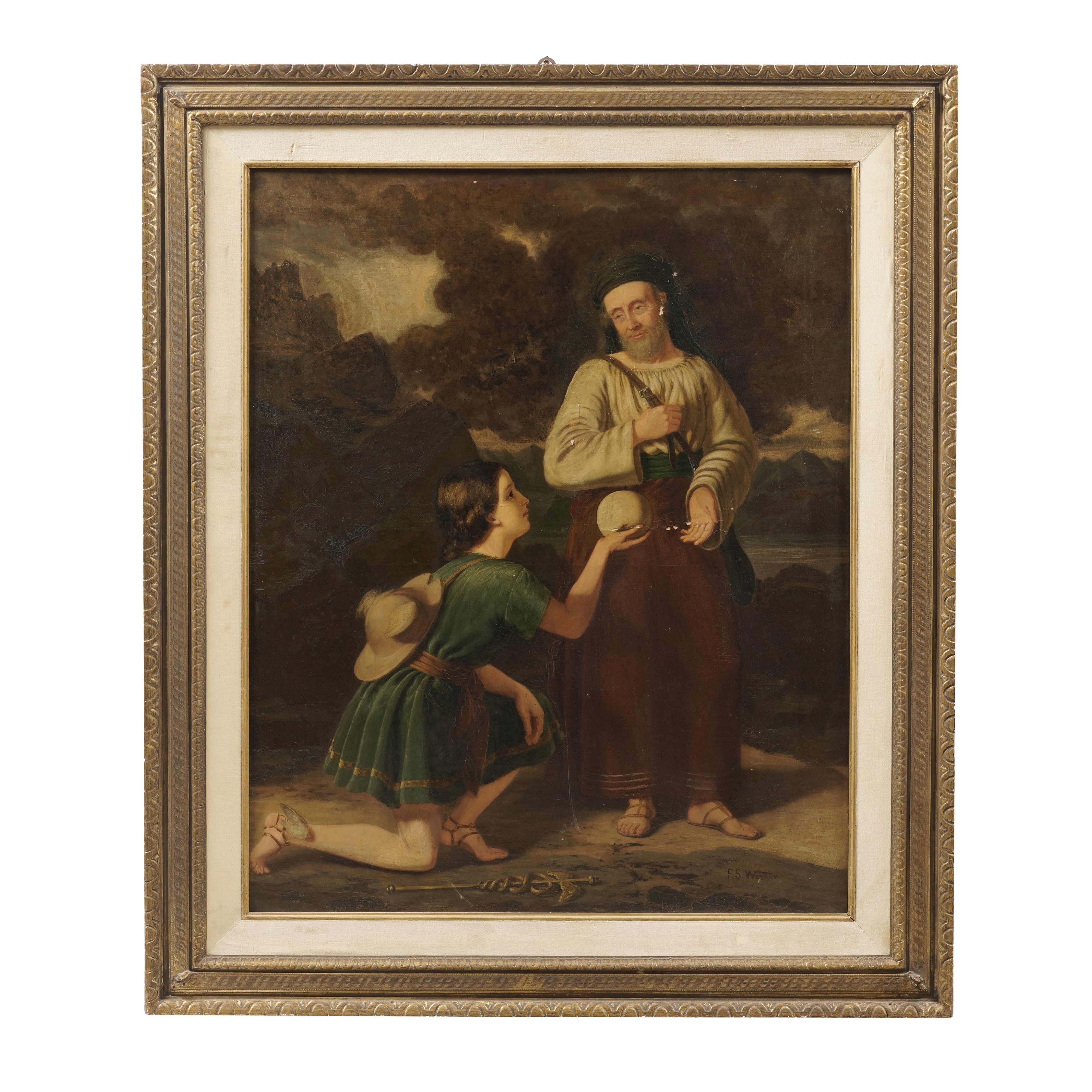 F.S. Walker, Mercurio consegna a Paride la mela d'oro, olio su tela