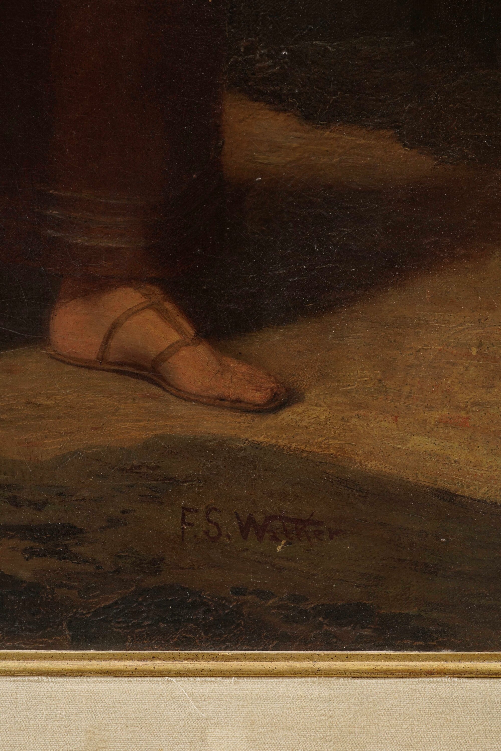 F.S. Walker, Mercurio consegna a Paride la mela d'oro, olio su tela