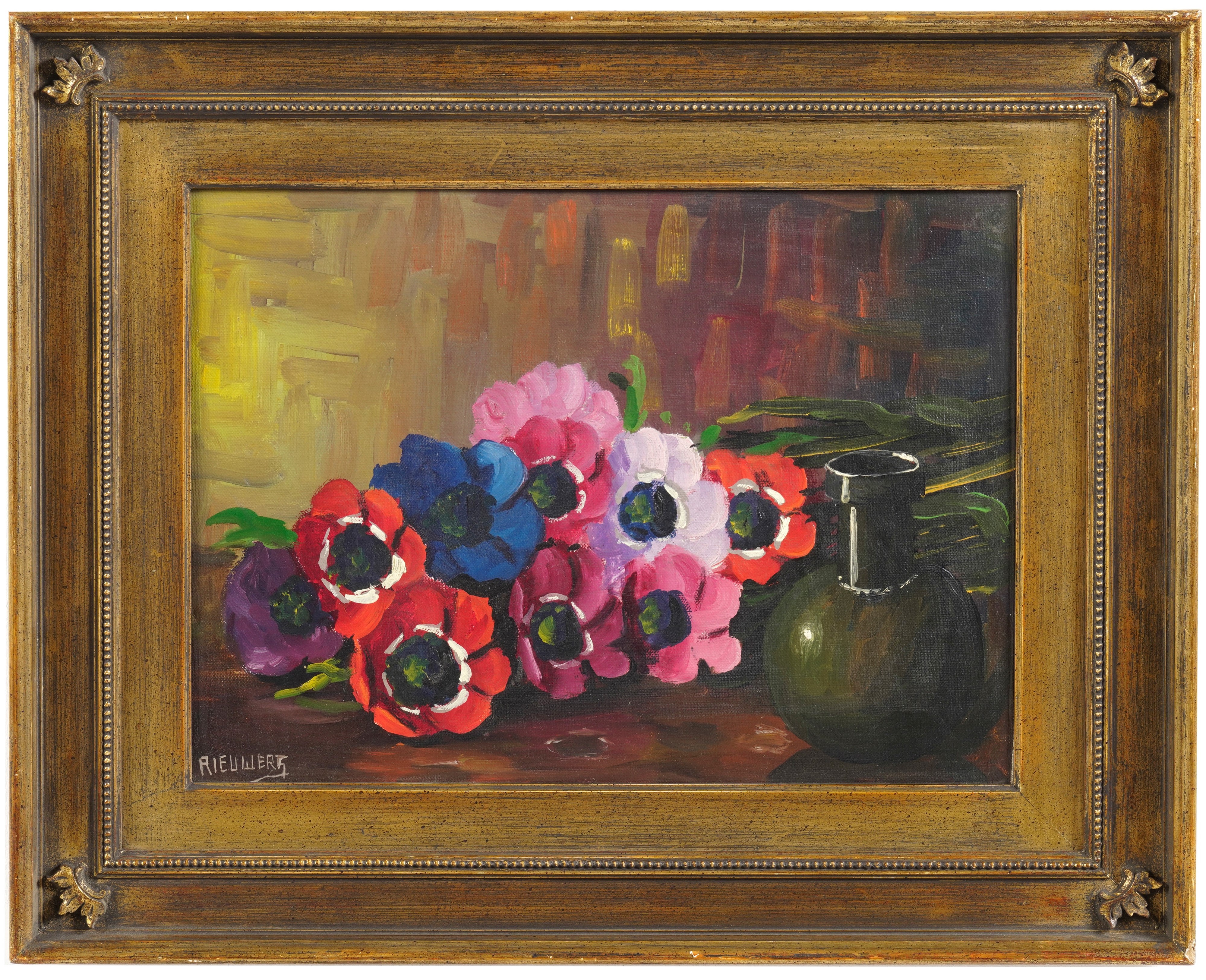 Rieuwers, Fiori - olio su tela applicata su cartone