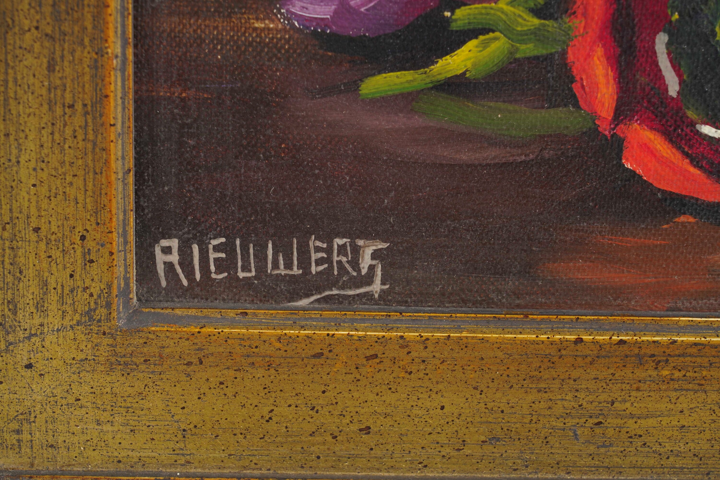 Rieuwers, Fiori - olio su tela applicata su cartone