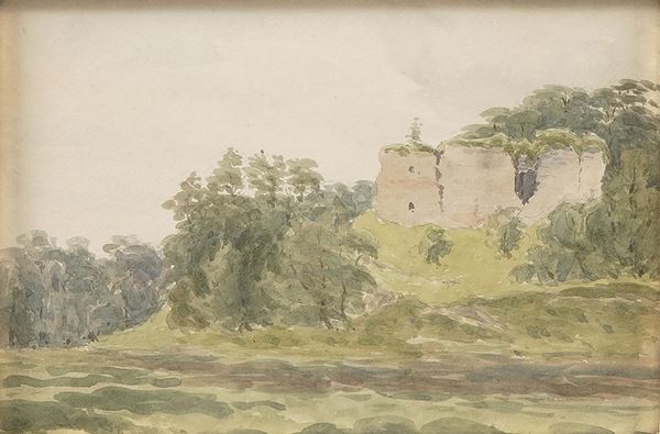 Pittore del XIX-XX secolo Paesaggio con rovine