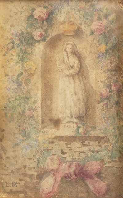 Pittore del XIX-XX secolo, Edicola con Madonnina, disegno su carta
