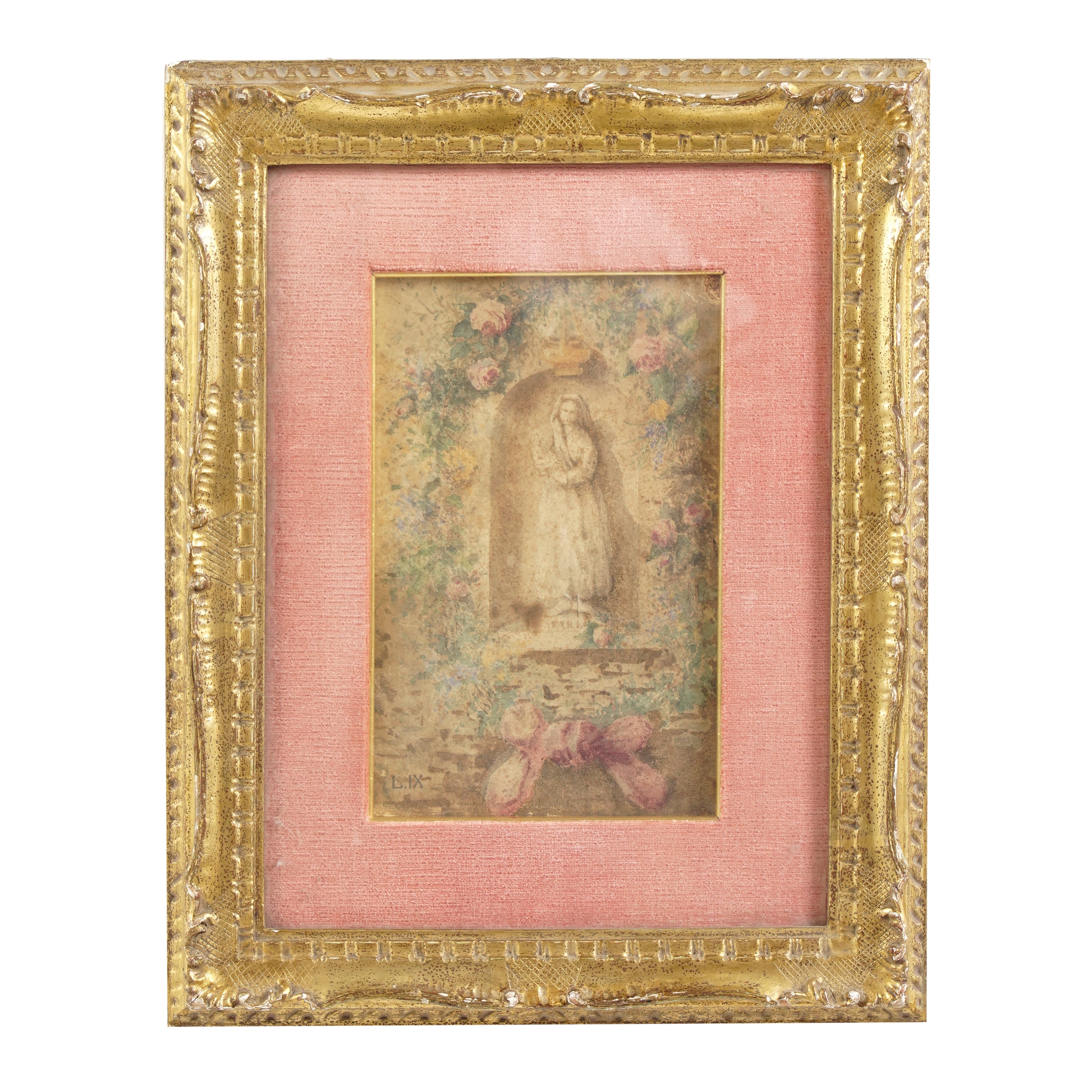 Pittore del XIX-XX secolo, Edicola con Madonnina, disegno su carta