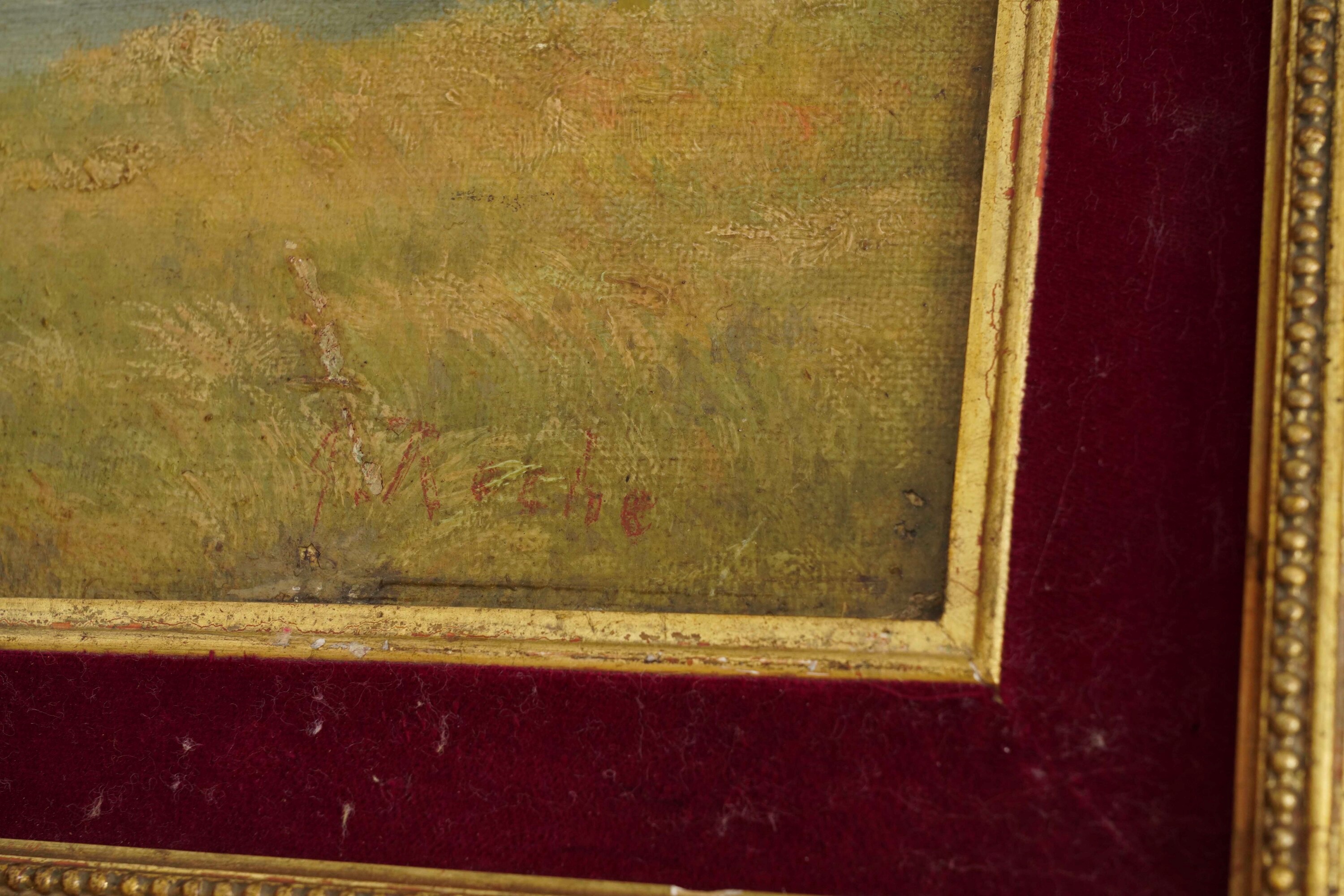 A. Roche, Paesaggio lacustre, olio su tela
