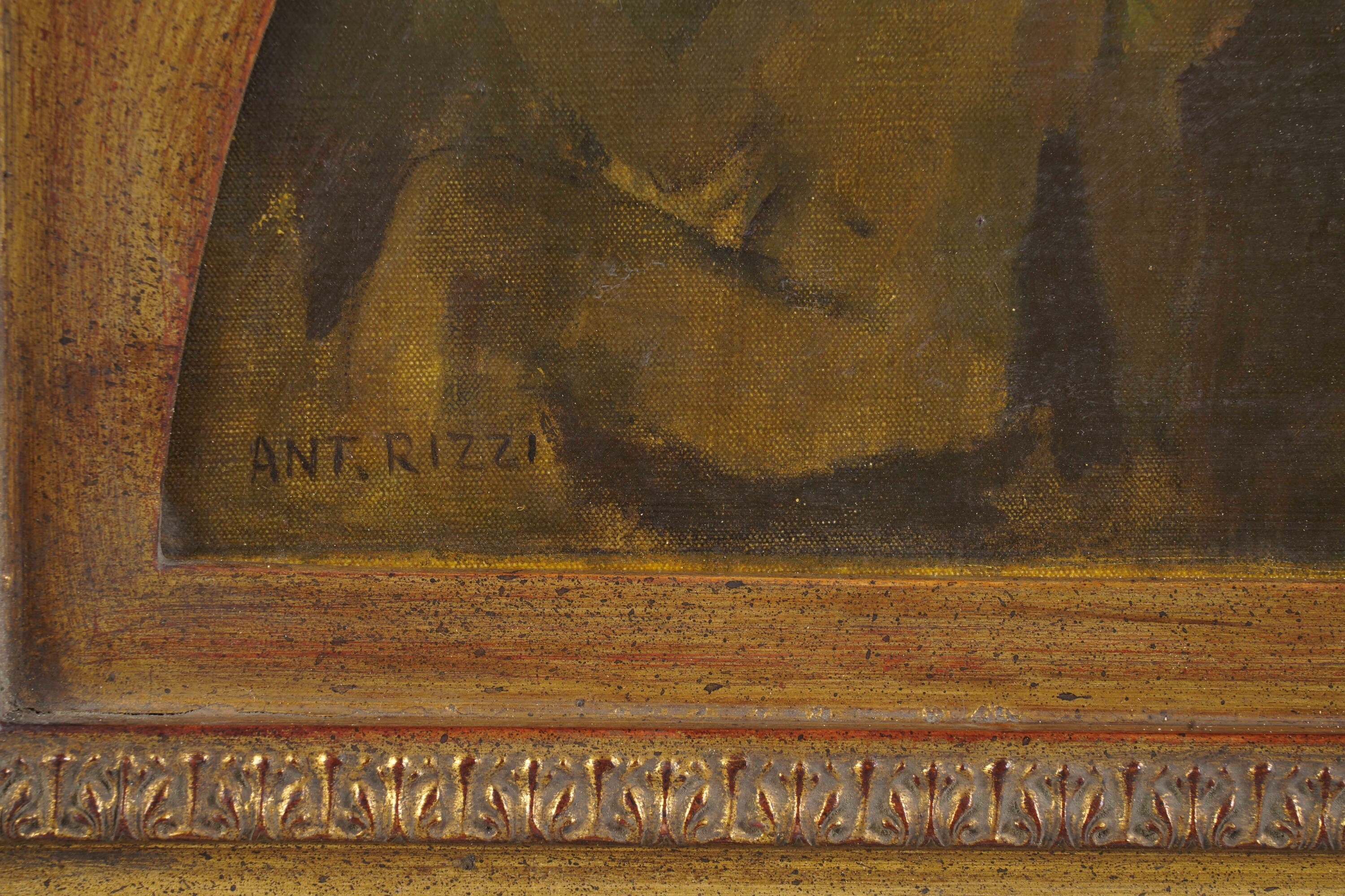 Antonio Rizzi - Figure sedute in riva al mare, olio su tela