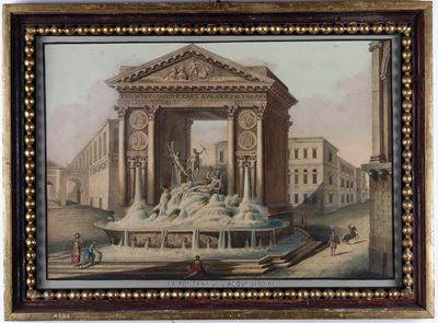 Autore ignoto, Gouache raffigurante Fontana dell’acqua vergine, Roma, XIX secolo