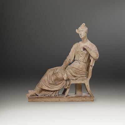 Figura Femminile Seduta (hariet Gott?). Joseph Gott (1786-1860) Firmata alla Base "j.gott.ft_"
