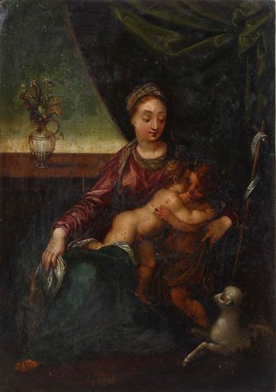 Scuola del XVII Secolo Madonna con Bambino e San Giovannino