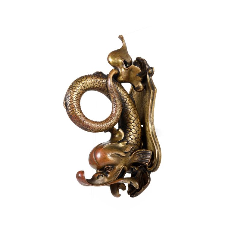 Battente da portone zoomorfo. Fonditore del XIX secolo  - Asta Scultura Antica e del XIX-XX Secolo - Cambi Casa d'Aste