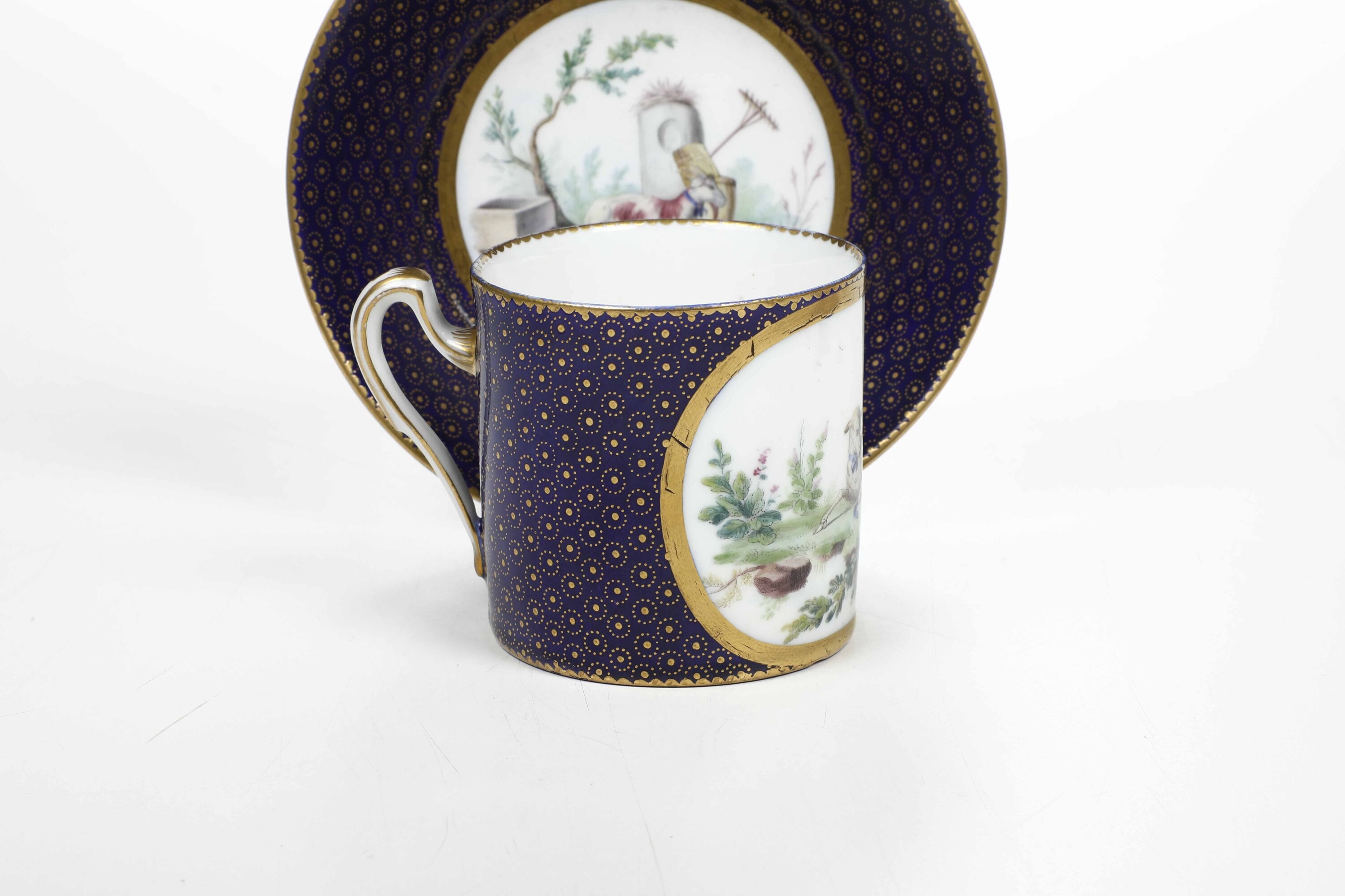 Alla maniera di Sèvres, Tazza con piattino, porcellana, verso il 1790