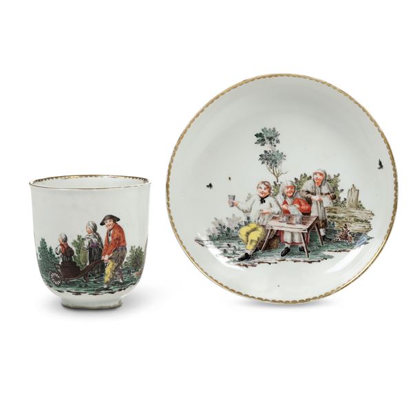 Tazza con piattino Germania, Manifattura di Nymphenburg, 1765-1770