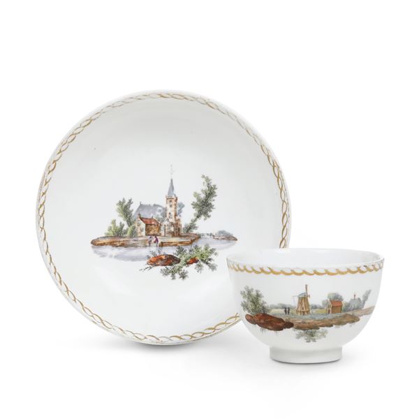 Tazza con piattino. Olanda, Manifattura L’Aia (Den Haag), 1776-1790.  