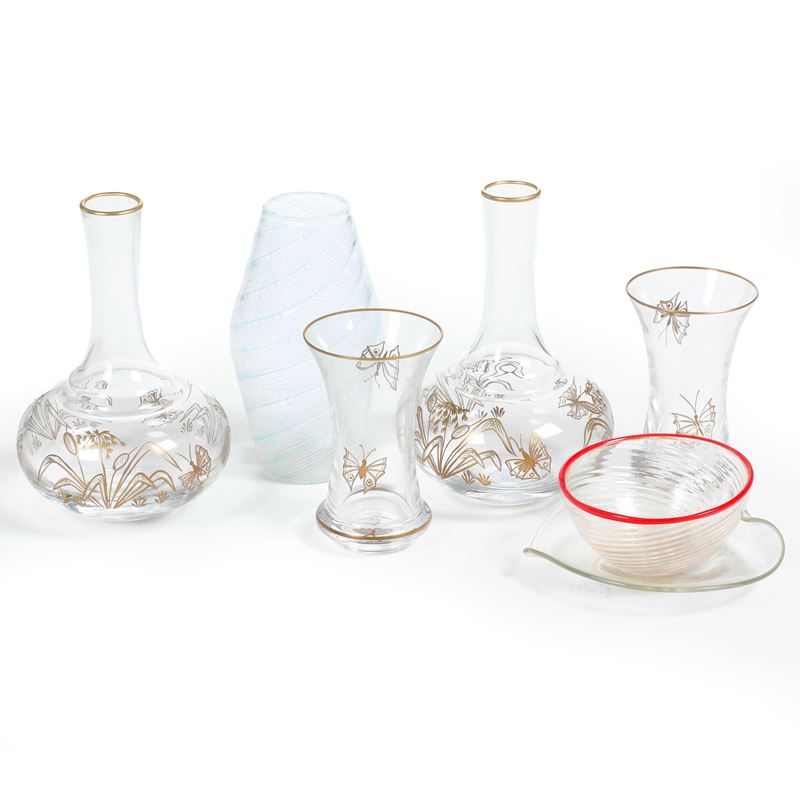 Lotto misto di vetri.  Murano e Boemia (?), XX secolo.  - Auction Antiques - Cambi Casa d'Aste