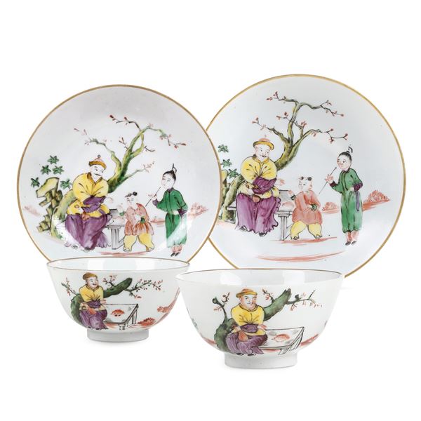 Coppia di tazze con piattino Venezia, Manifattura Cozzi, 1770 circa 