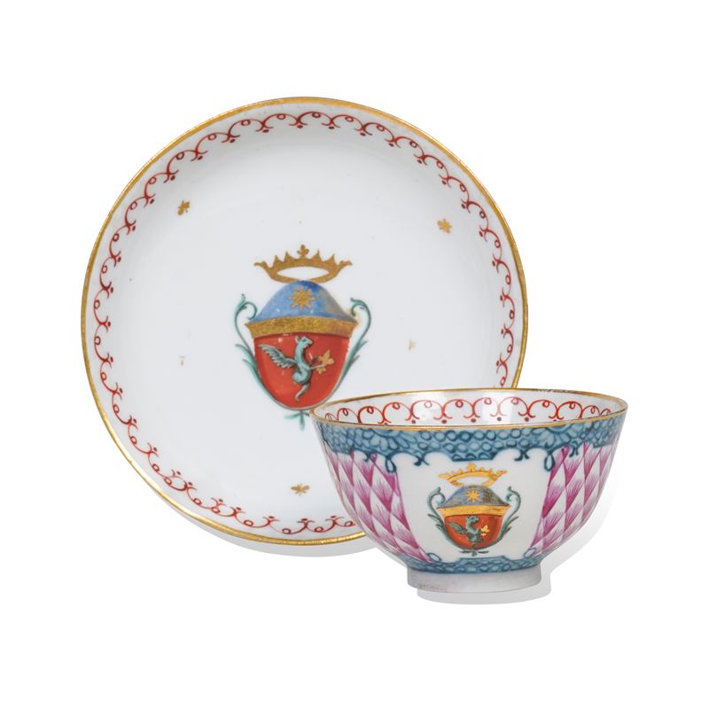 Tazza con piattino Nove, Manifattura di Pasquale Antonibon, 1770 circa   - Asta Maioliche, Porcellane e un Vetro Veneziano - Cambi Casa d'Aste