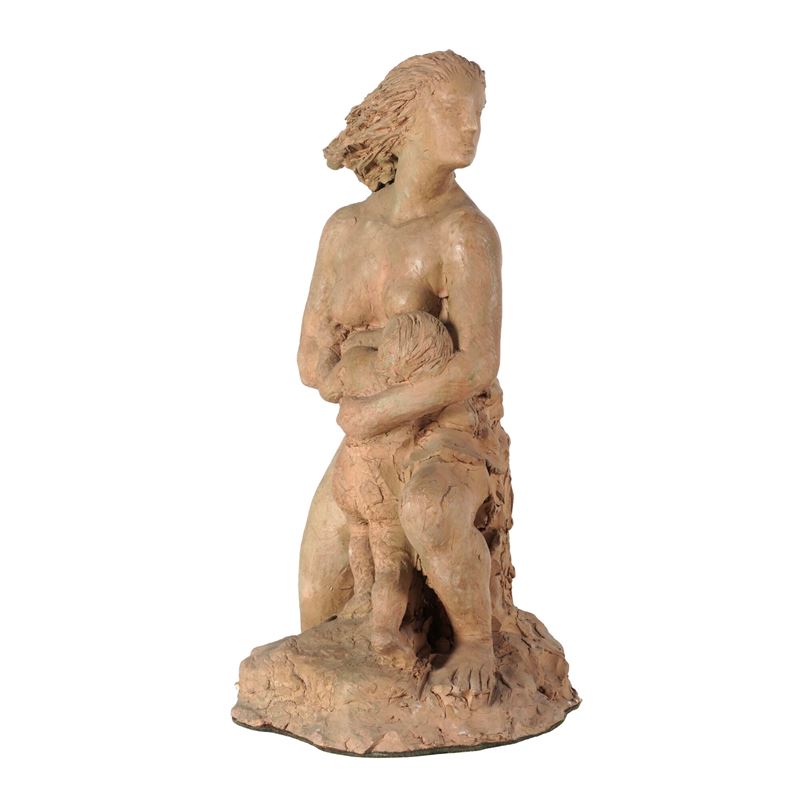 Scultore del XX secolo Madre e figlio  - Asta La Wunderkammer di Ettore Mocchetti - Cambi Casa d'Aste