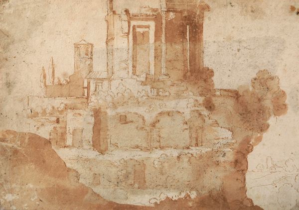 Bartholomeus Breenbergh - Tempio della Sibilla a Tivoli