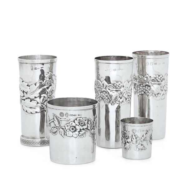 Argenteria italiana del XX secolo, argentiere Brandimarte, Firenze Insieme di 5 bicchieri