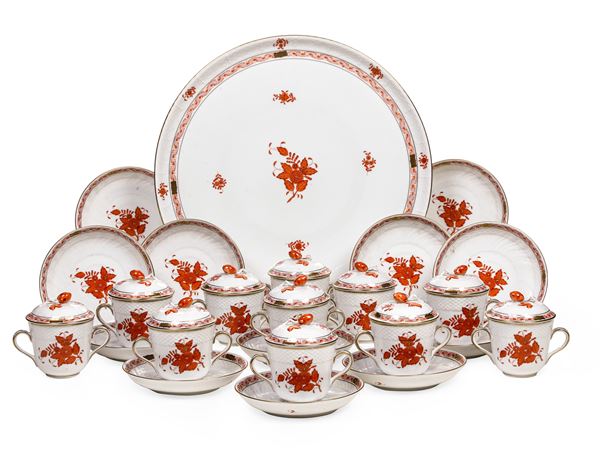 Servizio da consommé “Apponyi Orange” Ungheria, Manifattura Herend, XX secolo 