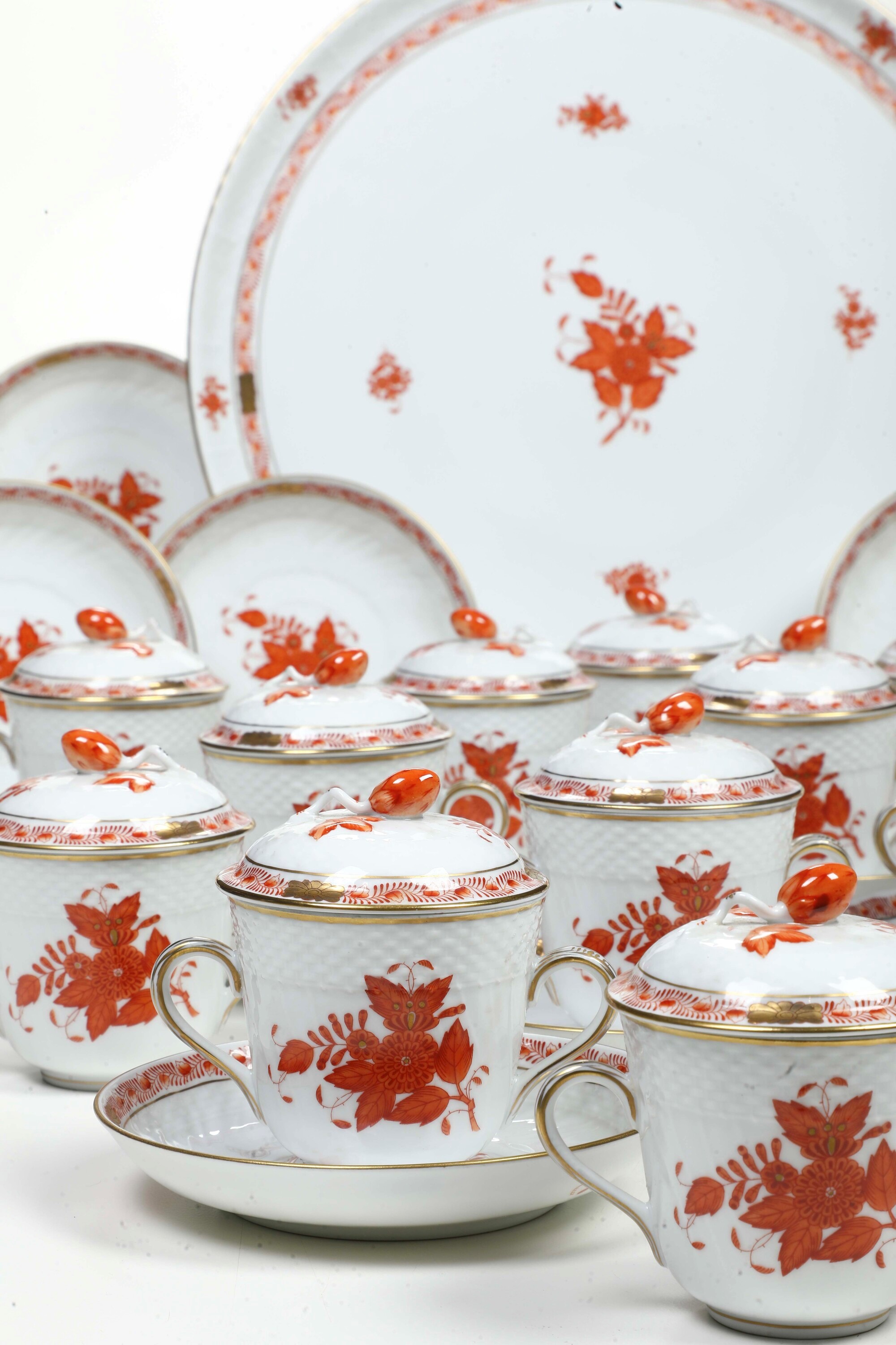 Servizio da Consommé “apponyi Orange” Ungheria, Manifattura Herend, XX Secolo