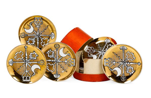Set di otto sottobicchieri “Posateria” Milano, Piero Fornasetti, 1956 circa  