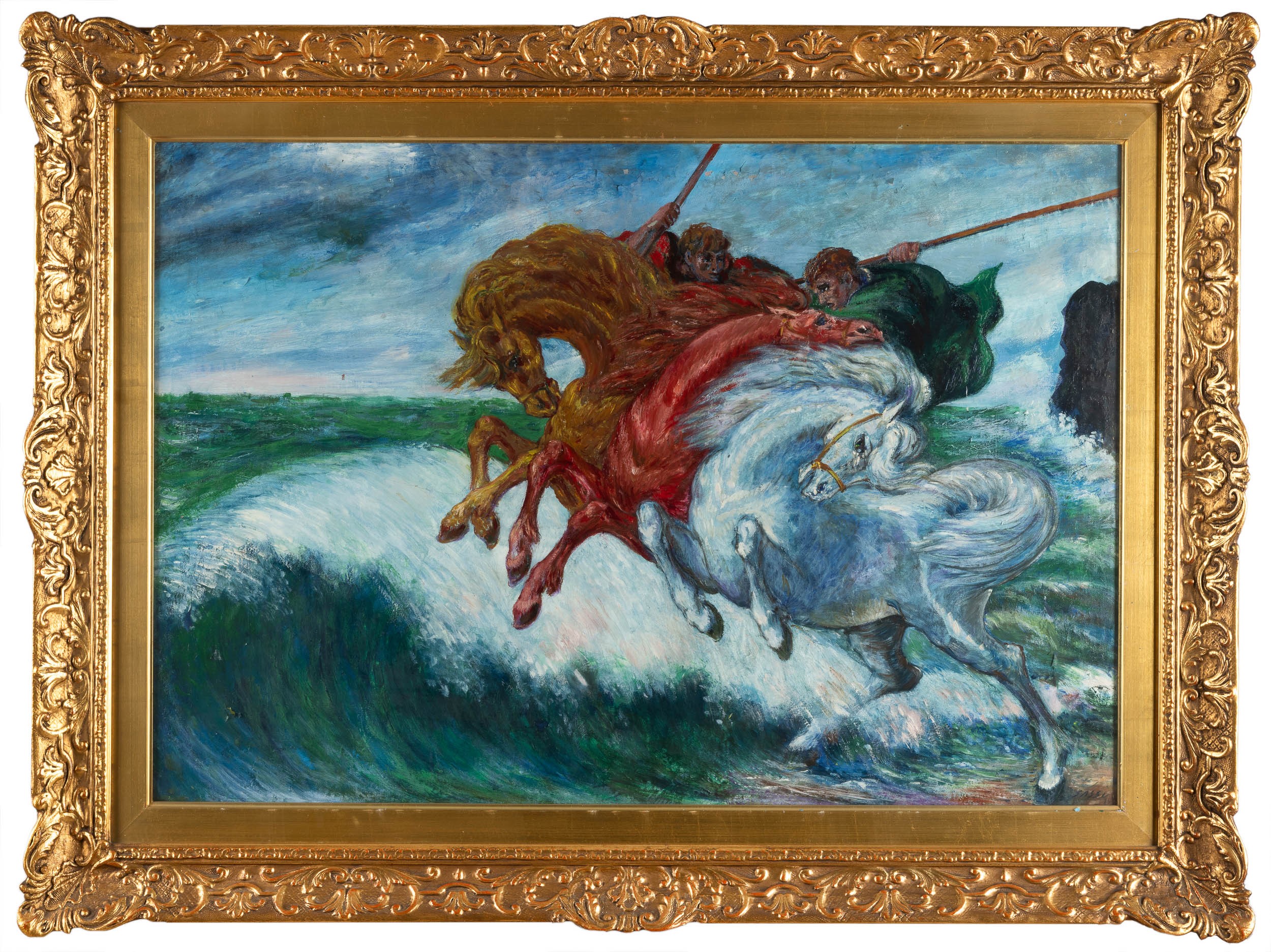 Aligi Sassu - I due cavalieri, olio su tela