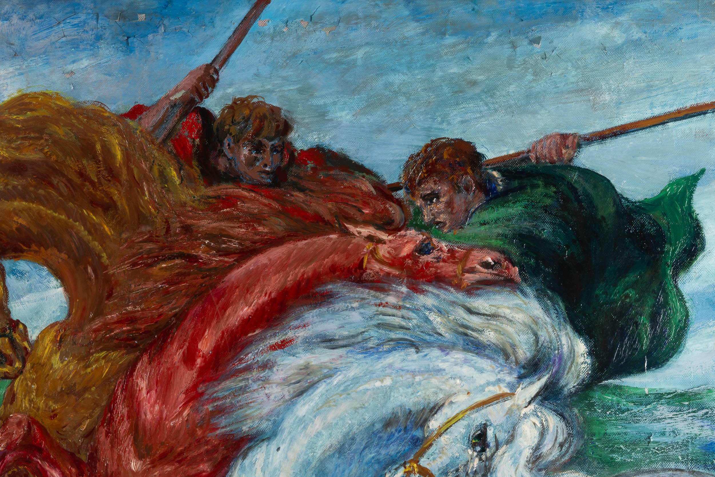 Aligi Sassu - I due cavalieri, olio su tela
