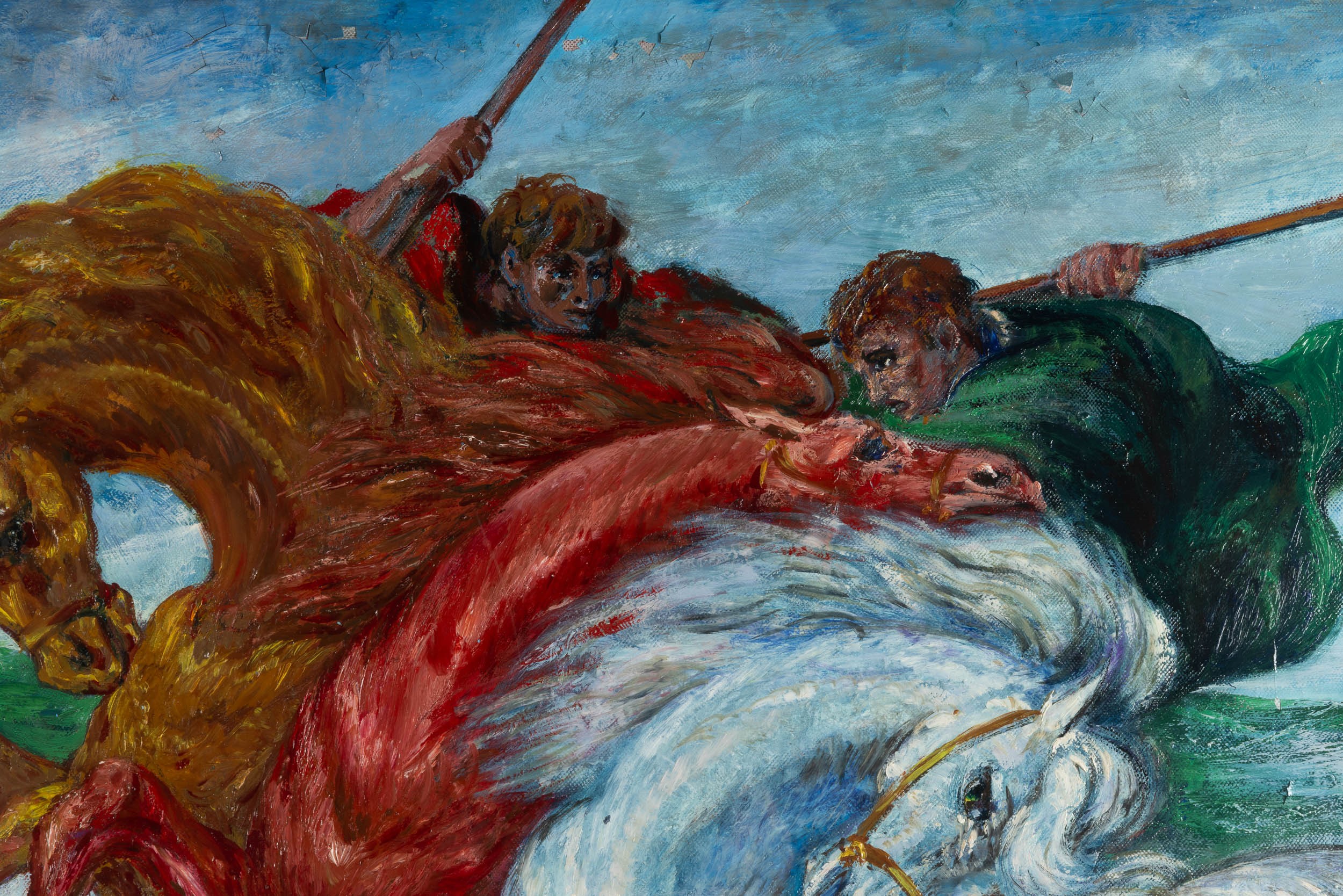 Aligi Sassu - I due cavalieri, olio su tela