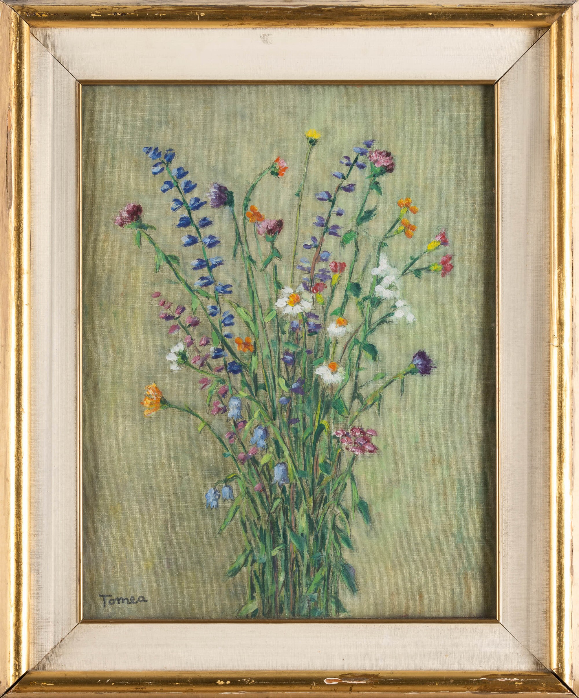 Fiorenzo Tomea - Fiori di campo, olio su cartone telato, 1956