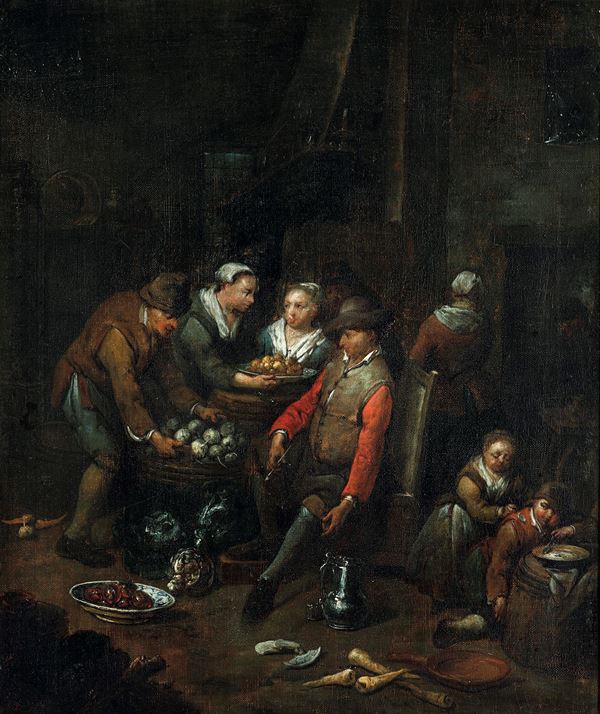 Scena di genere con interno di cucina