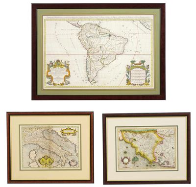 Ortelius, Italian Veteris Specimen; Mercatore, Tuscia; Jaillot, L'Amerique Meridionale - Incision...
