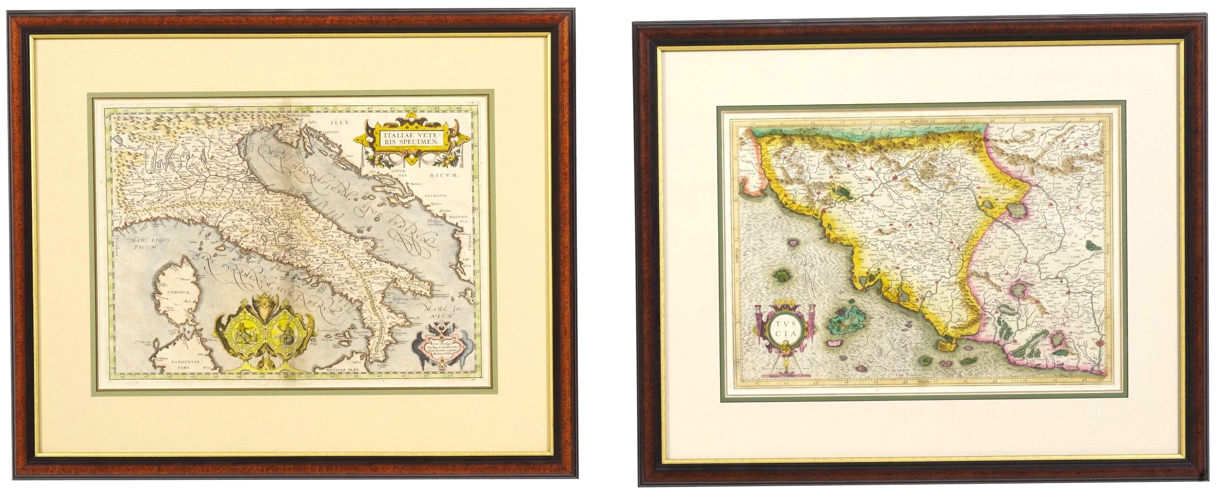 Ortelius, Italian Veteris Specimen; Mercatore, Tuscia; Jaillot, L'Amerique Meridionale - Incision...