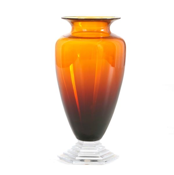 Vaso Baccarat in vetro ambrato