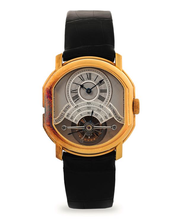 Tourbillon 2187 in oro giallo 18k, quadrante argenté Guillochè e satinato, circa 1989