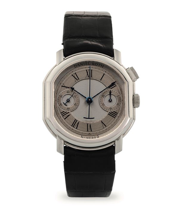 Chrono monopulsante in platino, edizione limitata a 16 esemplari, quadrante con Guillochè e satinato,  [..]