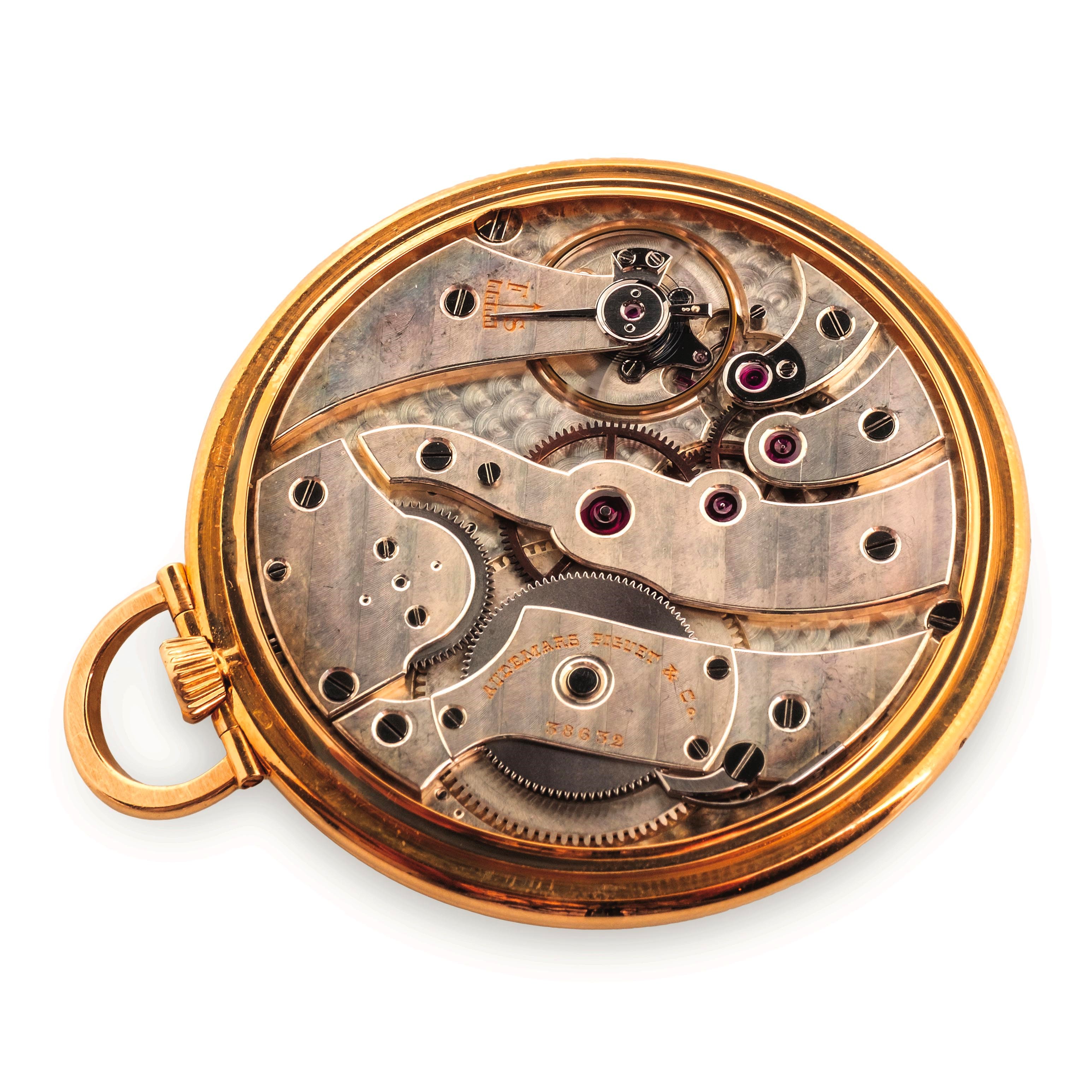 Audemars Piguet - Orologio da tasca con calendario perpetuo e fasi lunari in oro rosa 18k, circa ...