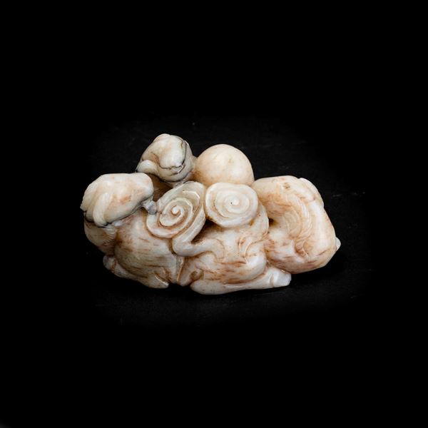 Figura di ariete scolpita in giada, Cina, Dinastia Qing, XIX secolo