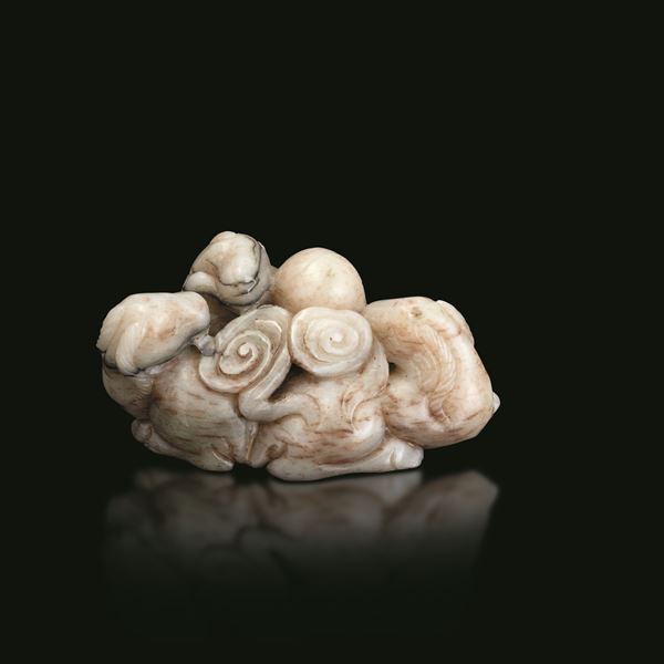 Figura di ariete scolpita in giada, Cina, Dinastia Qing, XIX secolo