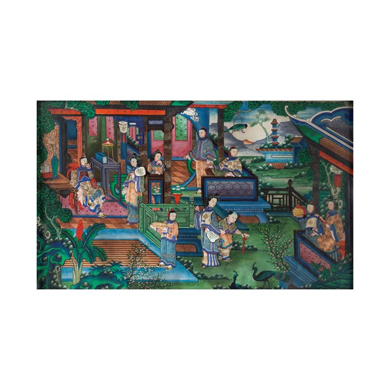 Rare pair of paintings with mother-of-pearl inlays depicting scenes of everyday life, China, Qing Dynasty, early 19th century  - Auction Fine Asian Works of Art - Cambi Casa d'Aste