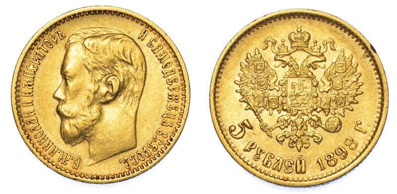 RUSSIA. NIKOLAJ II, 1894-1917. 5 Rubli 1898.  - Auction Numismatics - I - Cambi Casa d'Aste