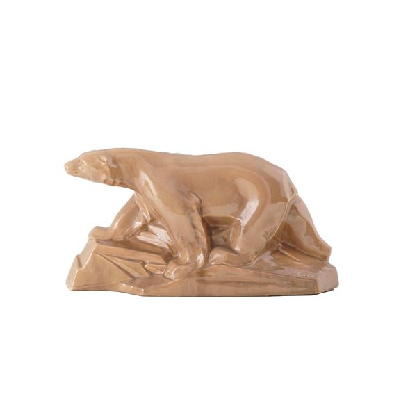 Orso polare in ceramica invetriata