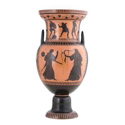 Cratere biansato in stile classico, terracotta a figure nere, XX secolo