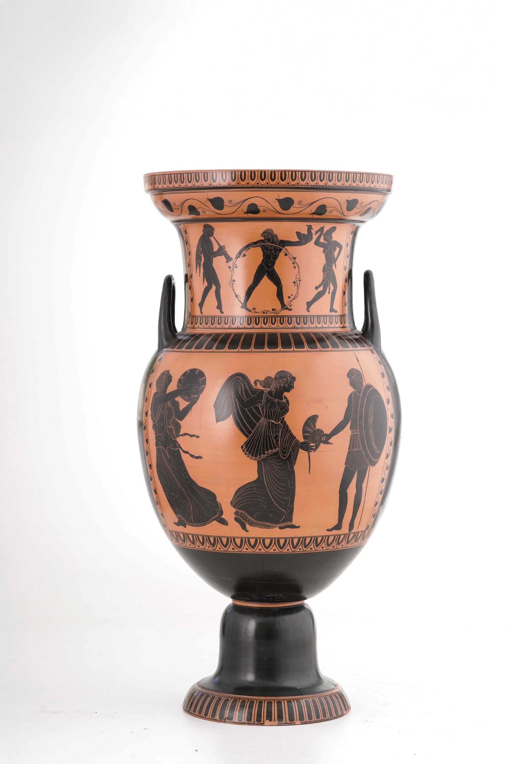 Cratere biansato in stile classico, terracotta a figure nere, XX secolo