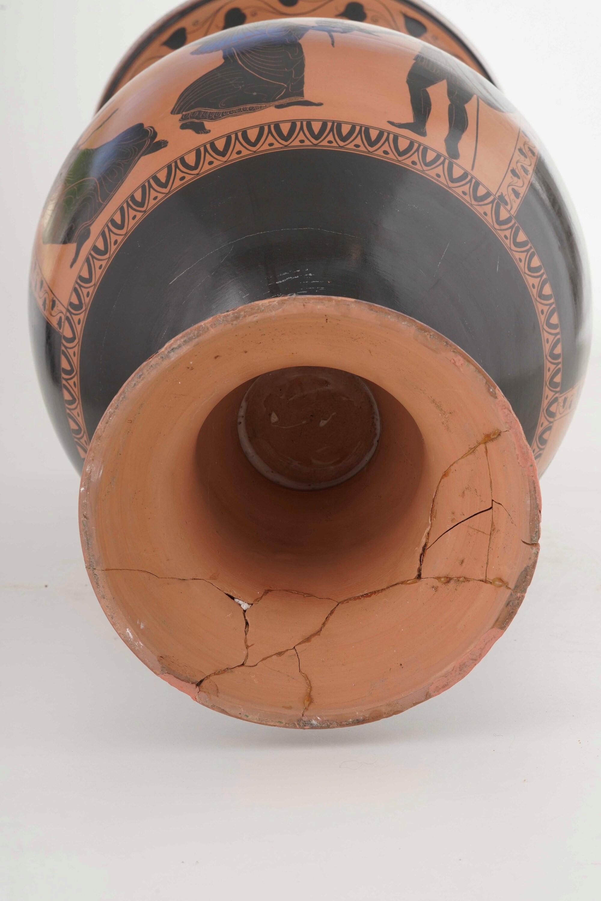 Cratere biansato in stile classico, terracotta a figure nere, XX secolo