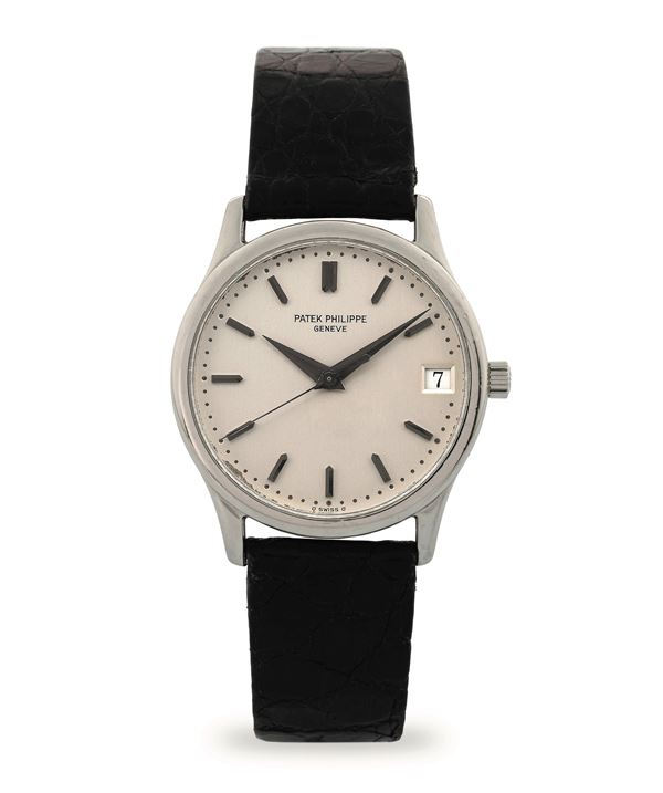 Calatrava ref 3998 P in platino 950, quadrante argenté con datario a ore 3, con scatola e garanzia,  [..]