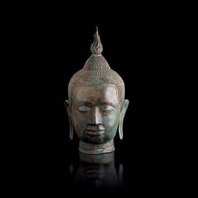 Testa di Buddha in Bronzo, Thailandia, XIX Secolo