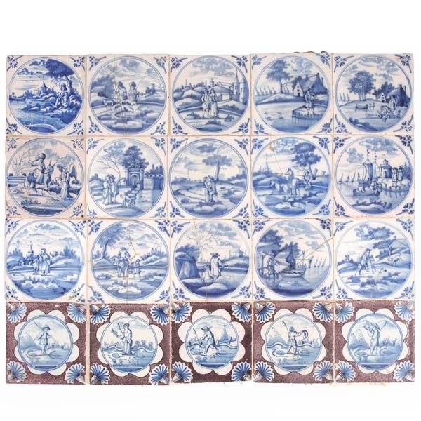 Venti piastrelle. Delft, XVIII secolo.
